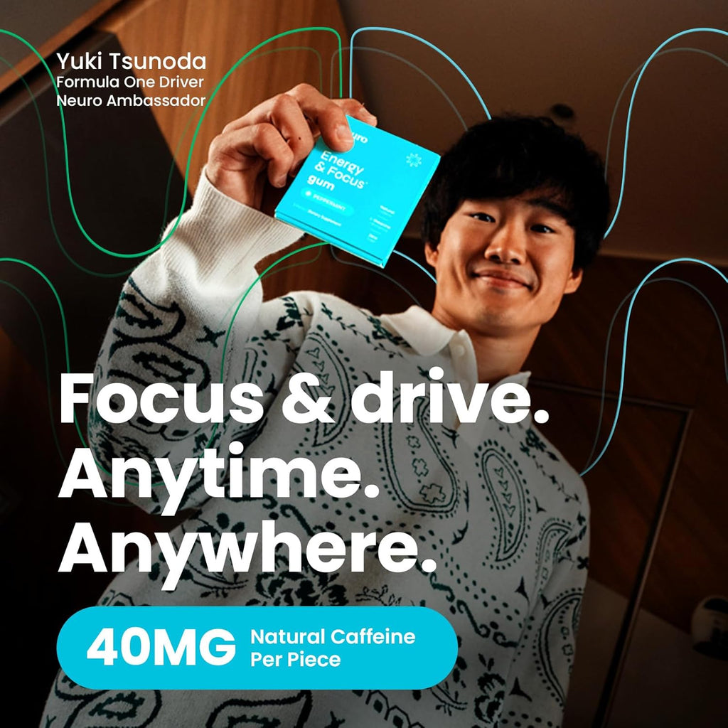 Energy & Focus Gum - 40Mg Natural Caffeine Gum & Nootropic Energy Supplement with L-Theanine & B Vitamins - Sugar Free, Vegan - Peppermint, 54Ct