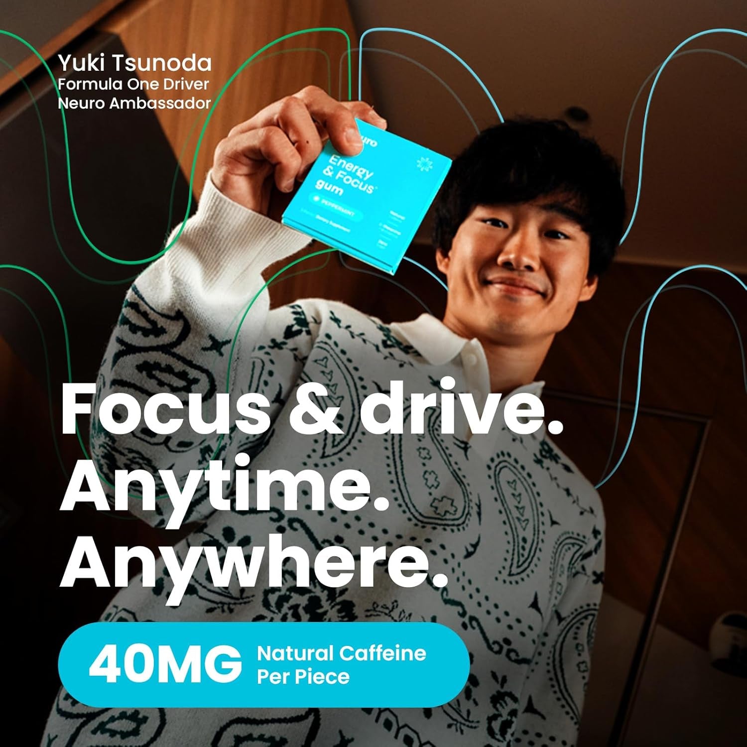 Energy & Focus Gum - 40Mg Natural Caffeine Gum & Nootropic Energy Supplement with L-Theanine & B Vitamins - Sugar Free, Vegan - Peppermint, 54Ct