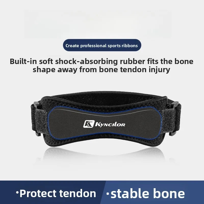 Blue Silicone Patellar Tendon Support Strap, Adjustable Non-Slip Patella Band Stabilizer Knee Brace for Jumpers Knee, Tendonitis, Basketball, Volleyball, Squats, Black