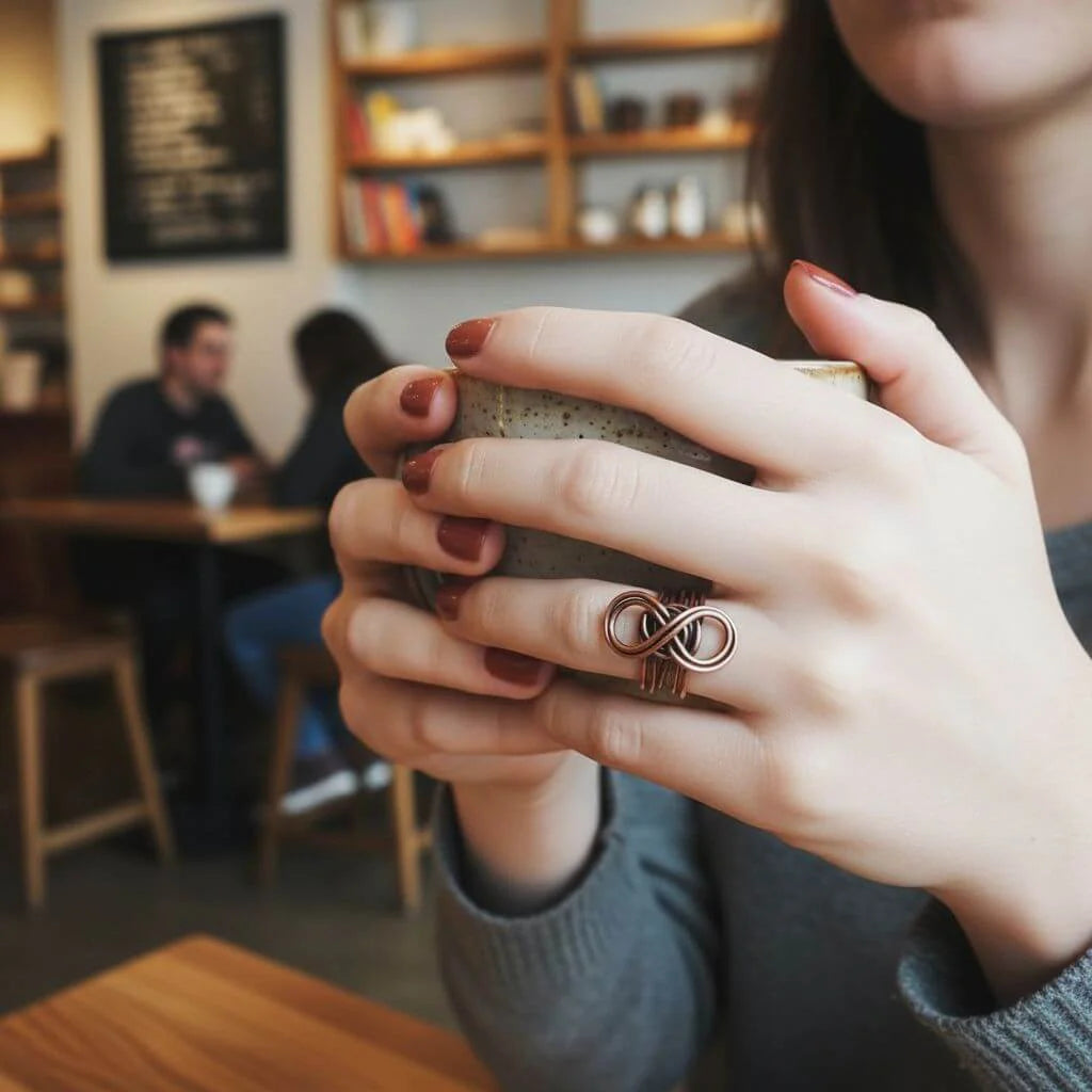 Handmade 5 Band Copper Eternity Infinity Ring Out of One Piece Wire