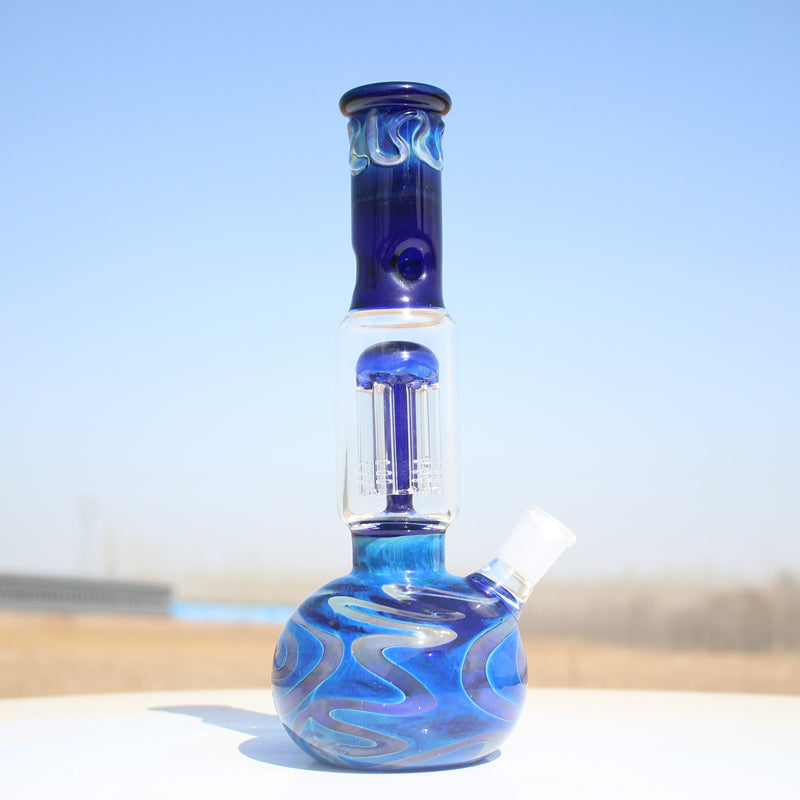 10.5" Blue Buddha Glass Water Pipe