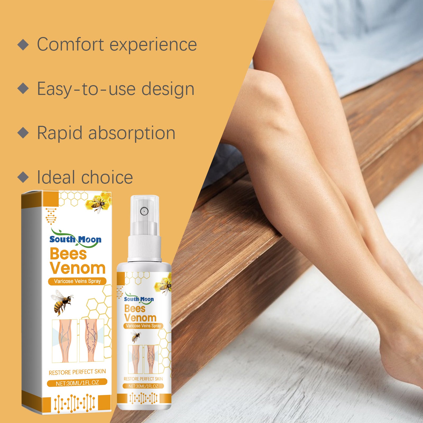 Leg Care Spray for Daily Relief of Leg Varicosity