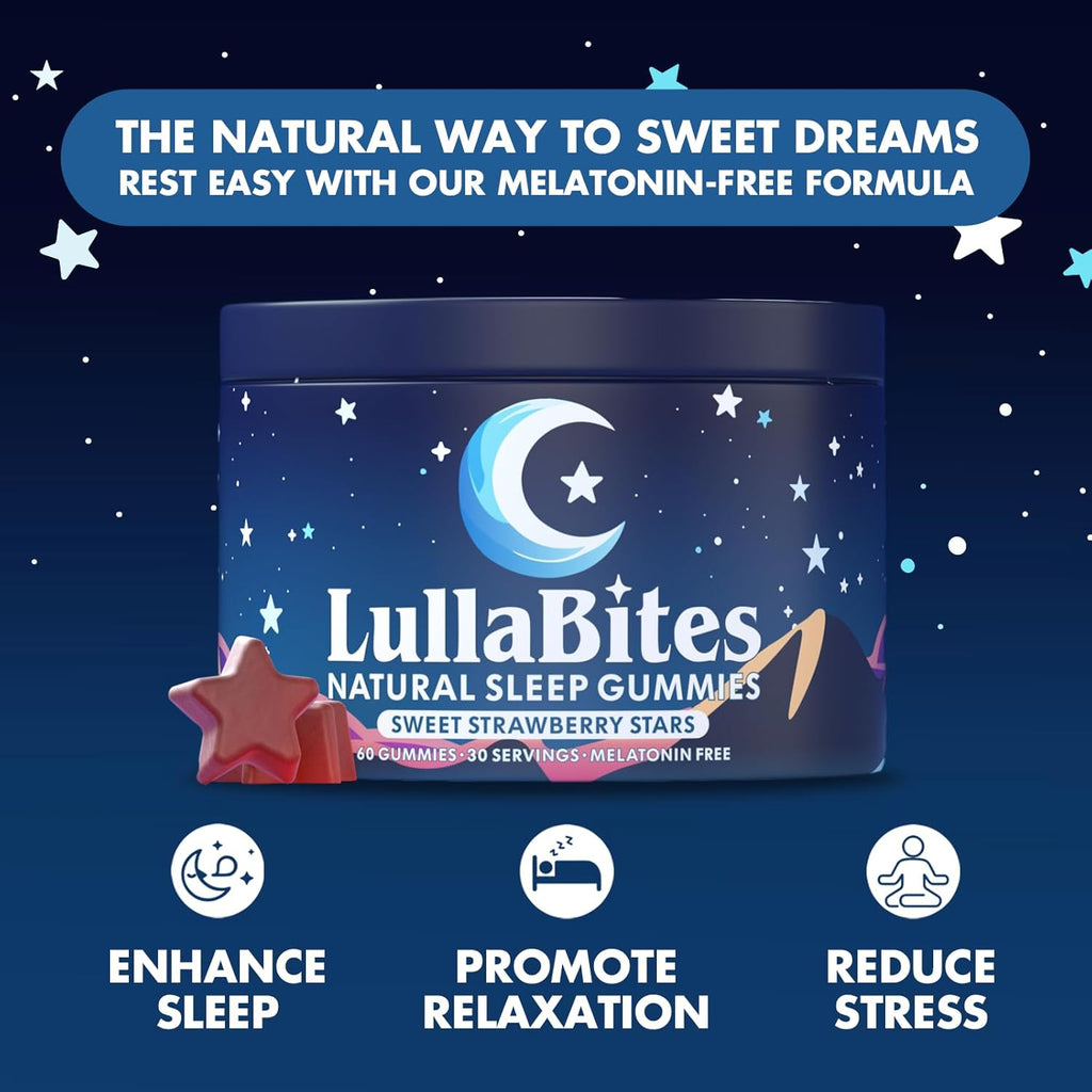 - Natural Sleep Gummies - Made in USA - with 5-HTP, L-Theanine, Magnesium & Valerian Root - Melatonin Free - Vegan - Halal - Sugar, Gluten Free - Sweet Strawberry - 60 Gummies - 30 Servings