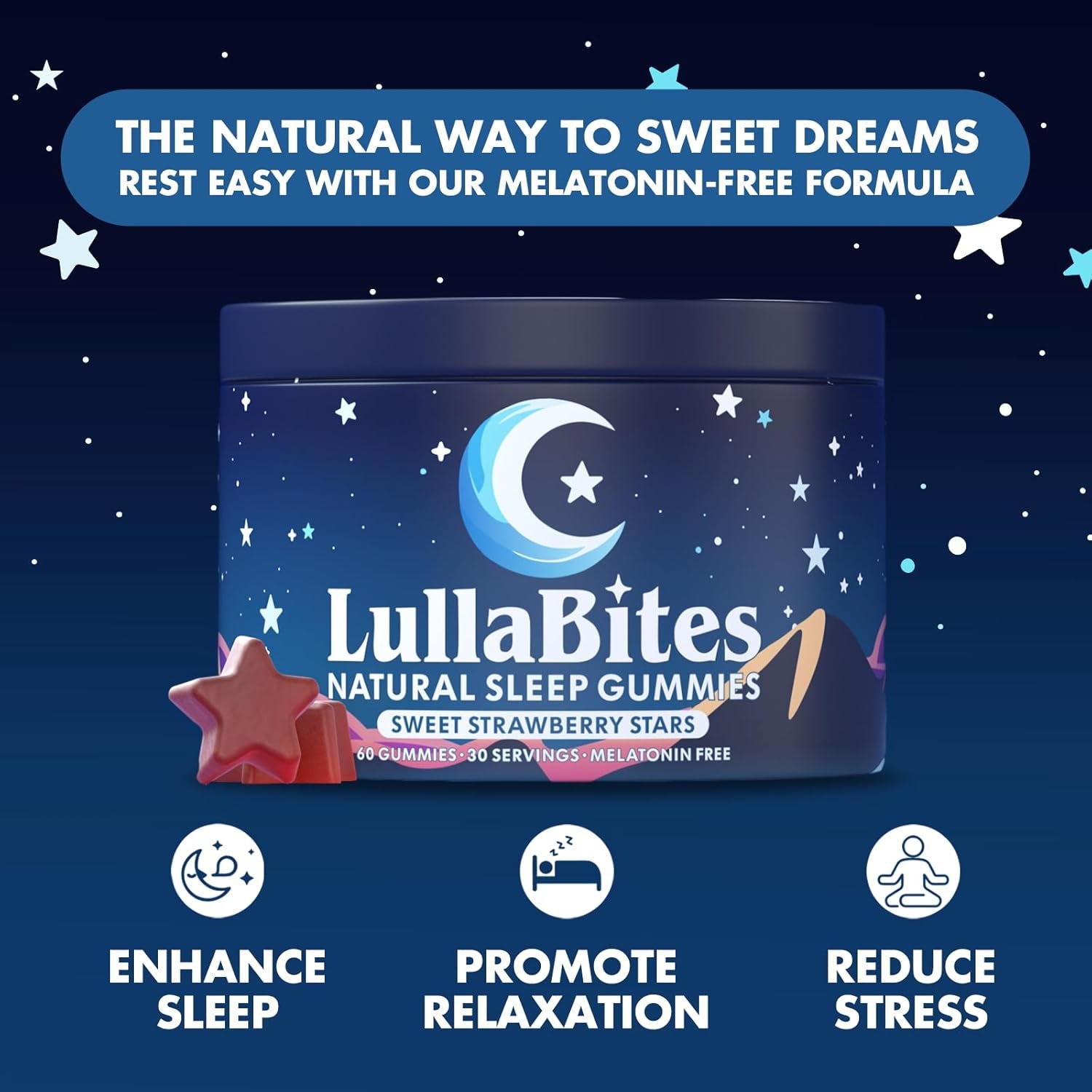 - Natural Sleep Gummies - Made in USA - with 5-HTP, L-Theanine, Magnesium & Valerian Root - Melatonin Free - Vegan - Halal - Sugar, Gluten Free - Sweet Strawberry - 60 Gummies - 30 Servings