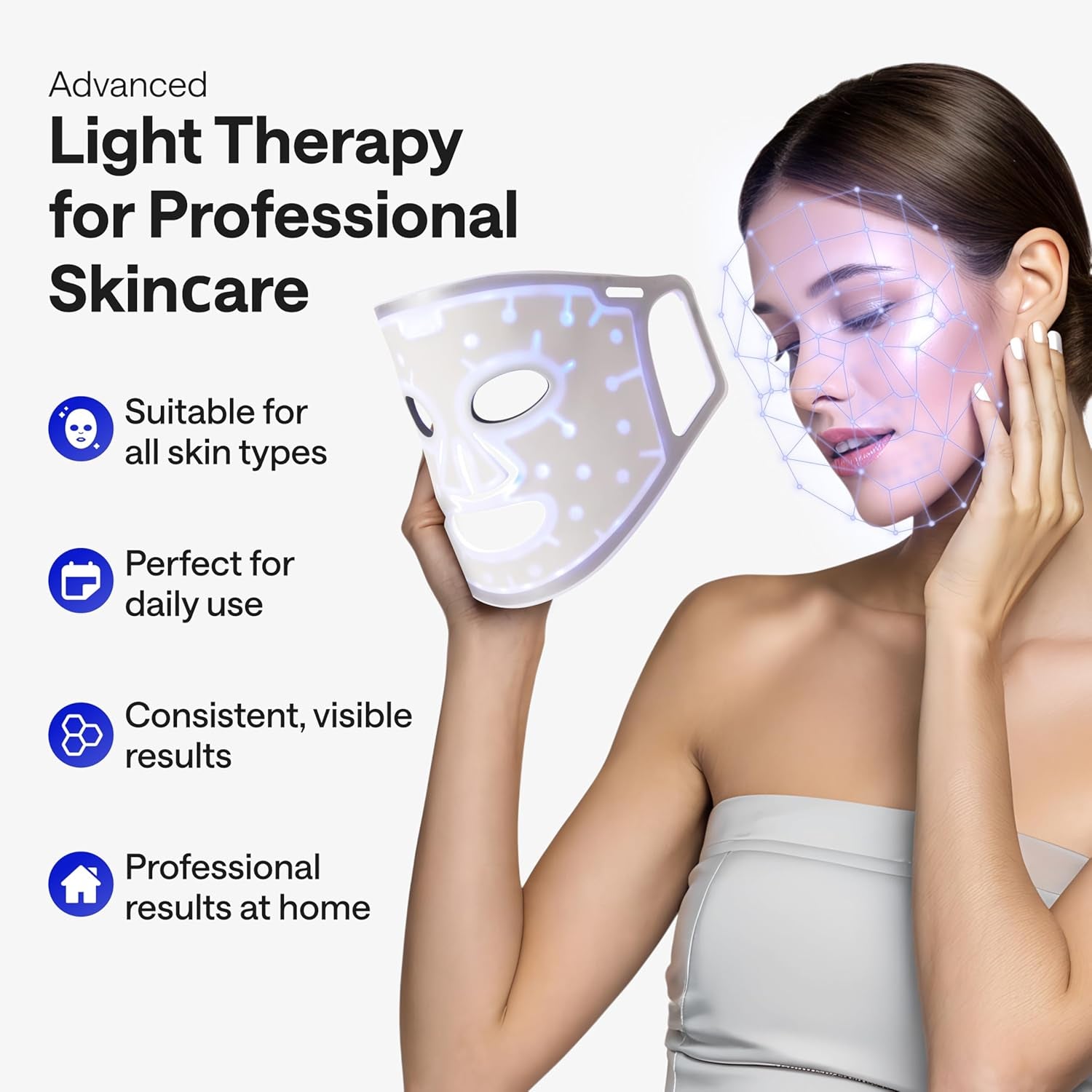 WONDER FAMILY LED Face Mask Light Therapy - Red Light Therapy for Face & Blue Therapy for Skincare Therapy Device