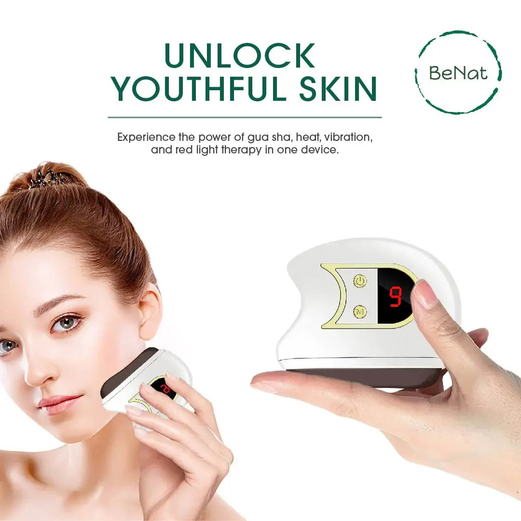 Electric Gua Sha Facial Sculpting Device | Heat, Red Light & Vibration | Anti-Aging Face Massager