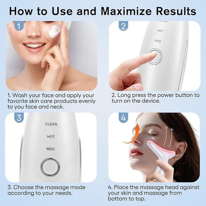 7-in-1 Face & Neck Massager | 7-Color LED, Vibration & Heating | Portable Facial Sculpting Tool