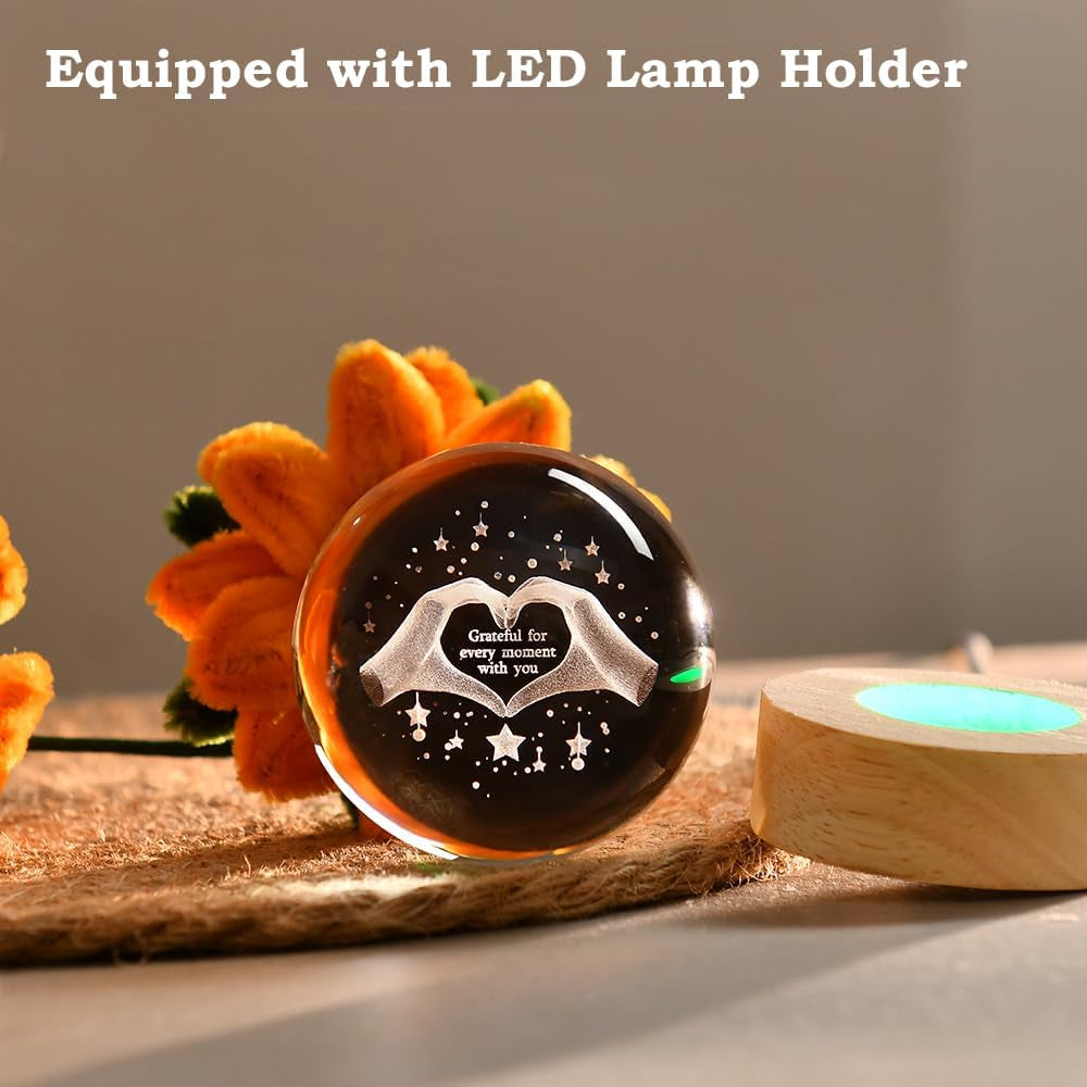 3D Couple Crystal Ball Love Gifts for Her Valentine'S Gifts for Women 60Mm Glass Romantic Gift for Wife Globe Decor Love Gifts Anniversary Christmas Birthday Gifts