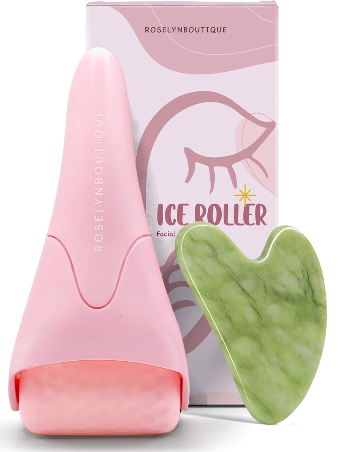 ROSELYNBOUTIQUE Ice Roller for Face & Gua Sha Facial Tools - Wrinkles Fine Lines Puffiness Massager Facial Skin Care Tools Self Care Gifts for Men Women (Green)