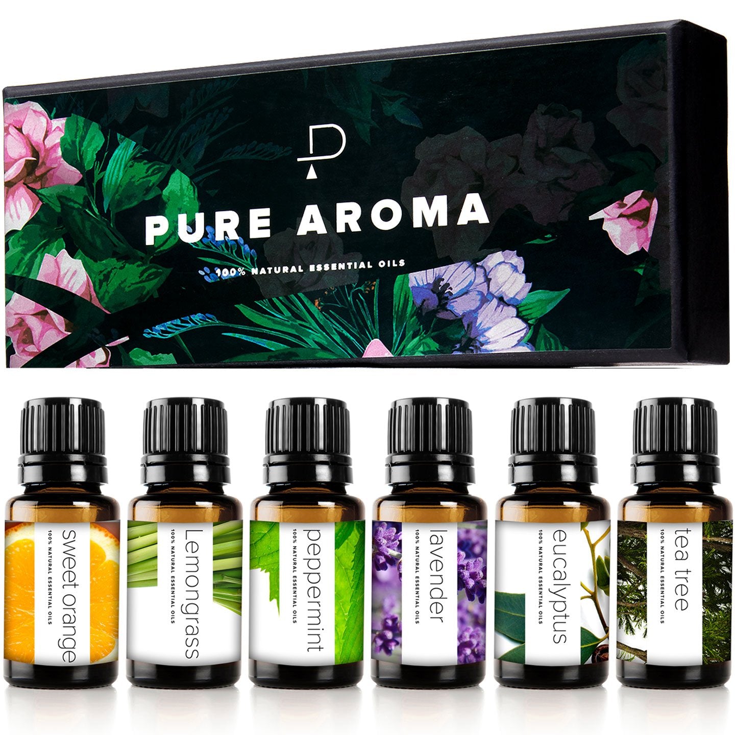 Essential Oils Set by  - Top 6 Aromatherapy Oils Gift Set-6 Pack, 10Ml (Eucalyptus, Lavender, Lemongrass, Sweet Orange, Peppermint, Tea Tree)