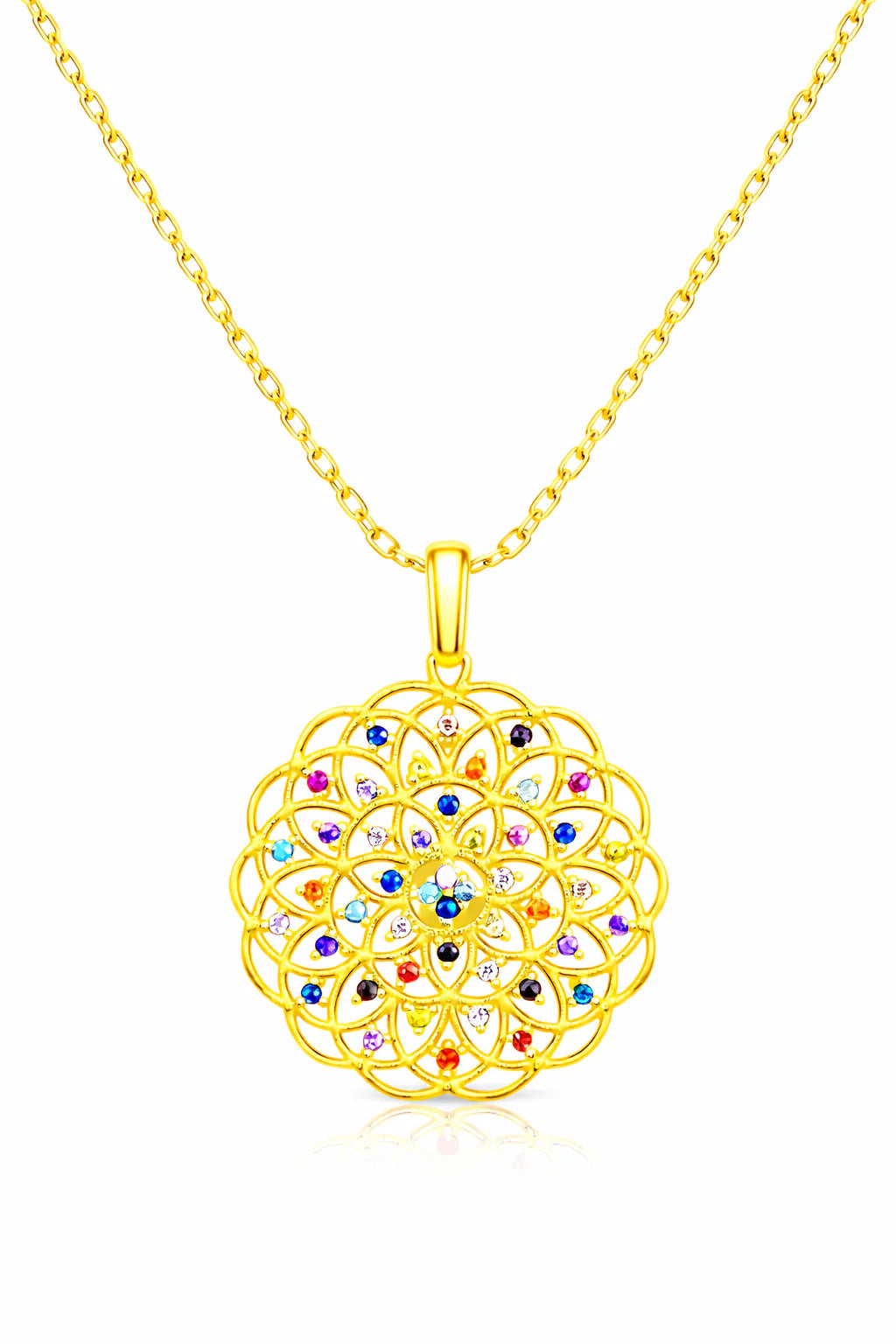 925 Sterling Silver Flower of Life Necklace Sacred Geometry Pendant Spiritual Silver Gift for Her