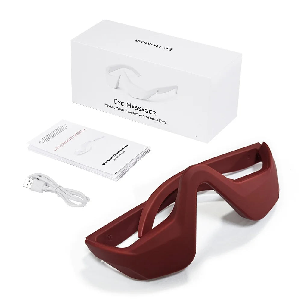 Red Eye Massager Under-Eye Glasses Massager Relieves Eye Fatigue Eyes Massage Glasses Eye Fatigue Relief Massager