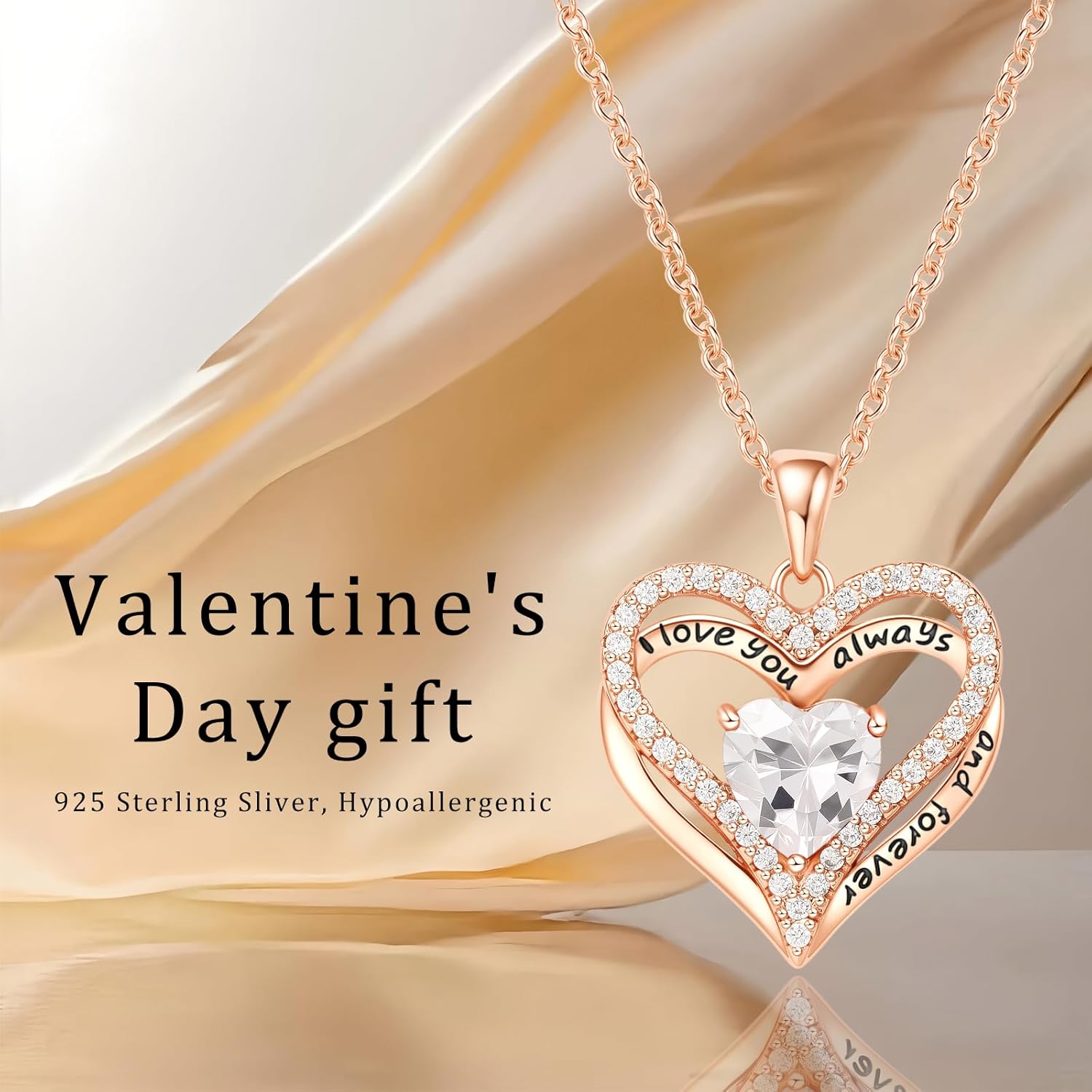 Preserved Red Rose Gift Box with Heart Necklace Eternal Real Rose Dainty Love Pendant Romantic Gift for Women on Anniversary, Birthday, Valentine’S Day