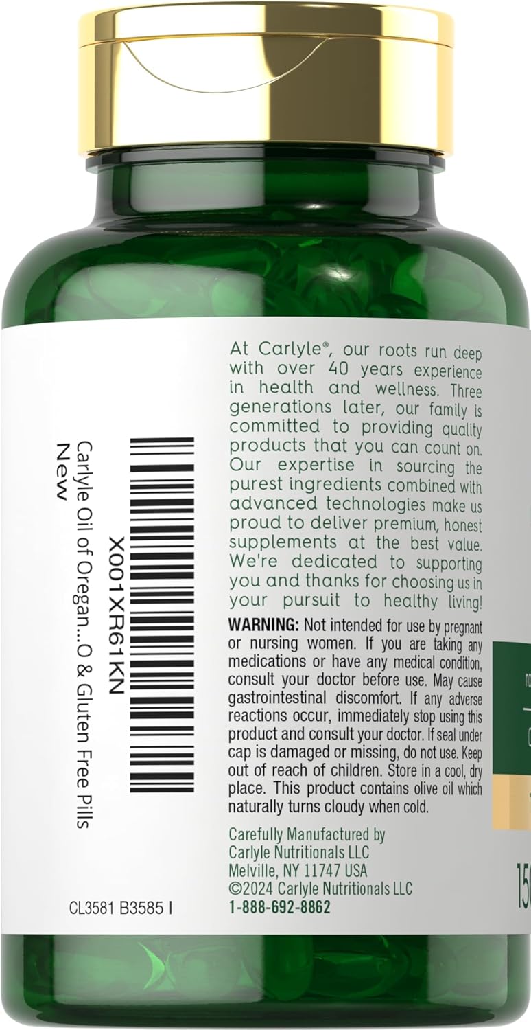 Oregano Oil 4000Mg Supplement | 150 Softgel Capsules | Contains Carvacrol | Non-Gmo & Gluten Free Formula