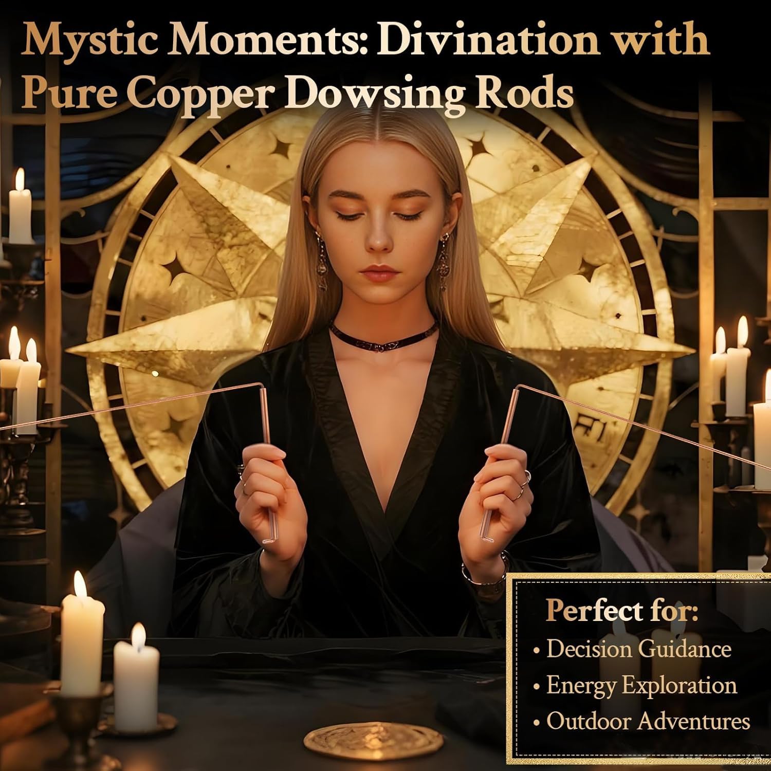 99.9% Copper Dowsing Rod, Spiritual Exploration Divination Tools-2L Copper Divining Rod for Ghost Hunting Equipment Water Line Locating Witching Spirit-Seeking