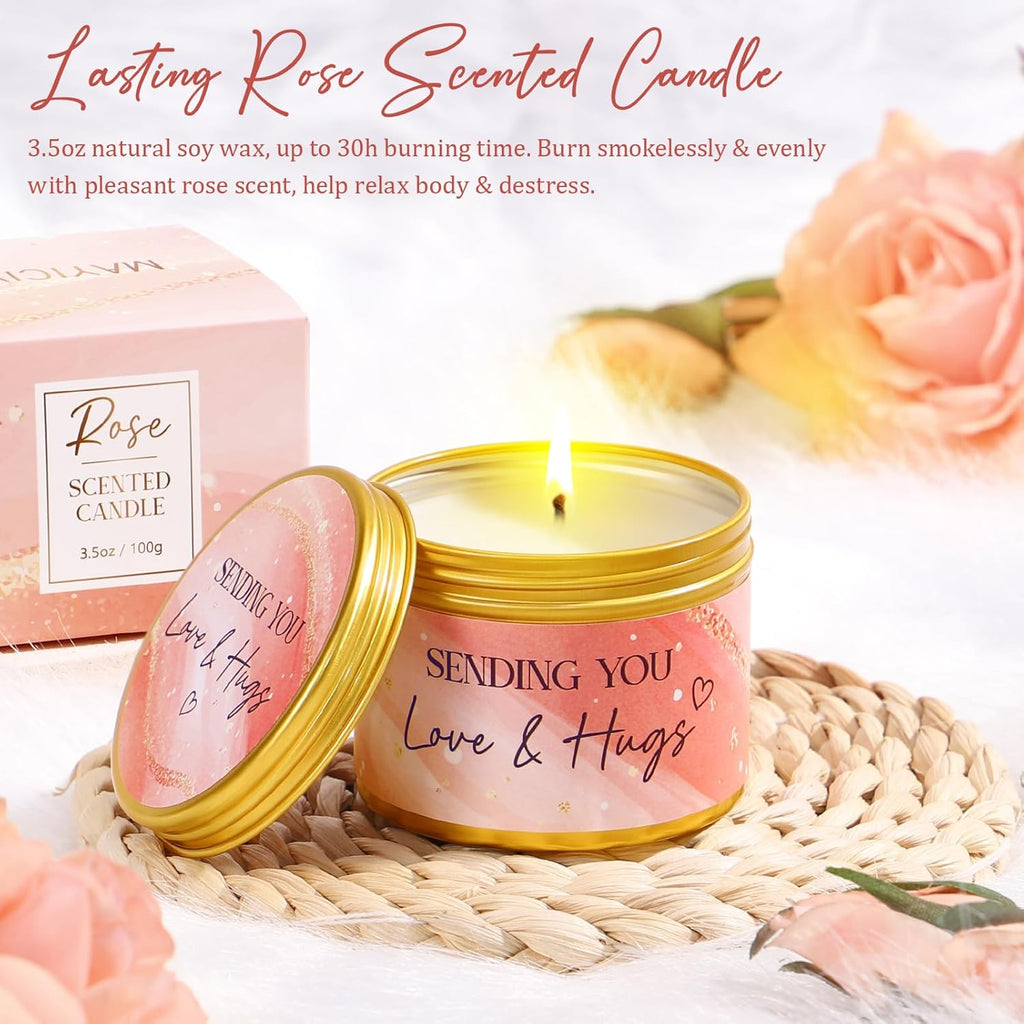 Mothers Day Birthday Gifts for Women, Self Care Get Well Soon Gift Baskets for Women, Rose Relaxing Spa Gifts Care Package with Blanket, Unique Gift Baskets for Mom Her Wife Girlfriend Friend Sister