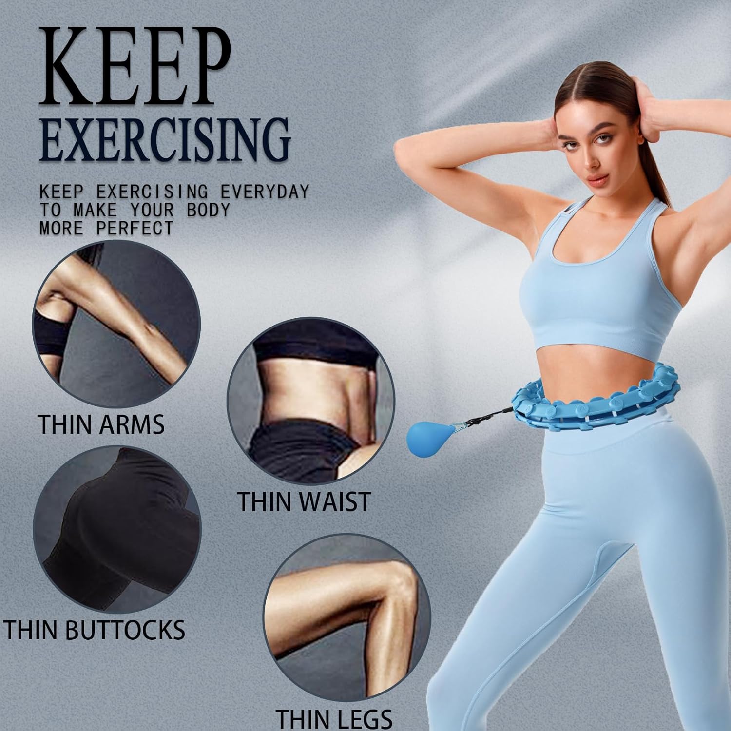 Dumoyi Smart Weighted Hoop for Adults Weight Loss,Infinity Fitness Hoop plus Size for Women Smart Exercise Equipment