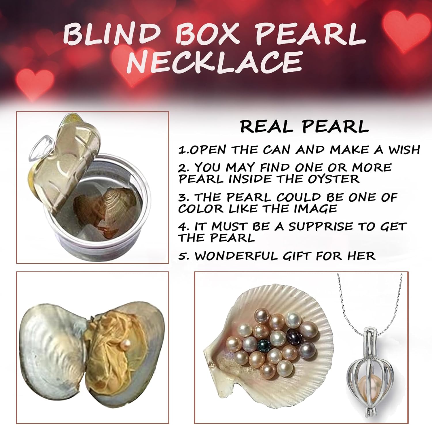 Romantic Valentine'S Day Gift for Her Artificial Flower Rose Teddy Bear with Preserved Flowers Bouquet and Blind Box Pearl Necklace Birthday Gift for Wife Girlfriend Mom Women Mothers Day Home Decor