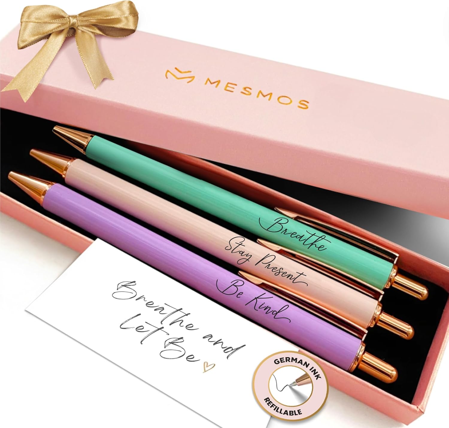 Pastel Pens, Mindfulness Gifts, Inspirational Fancy Pens for Women, Wellness & Spiritual Gifts, Self Love Self Care Relaxing Gift, Journaling Cute Luxury Pretty Pen Set