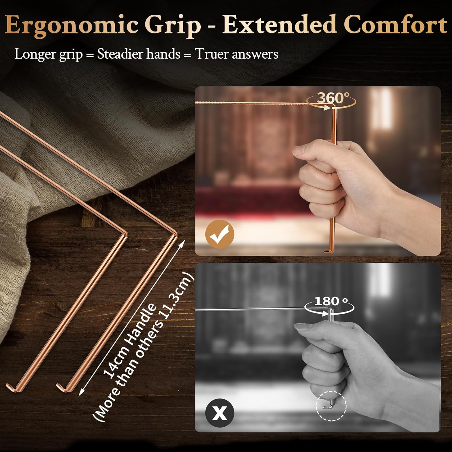 99.9% Copper Dowsing Rod, Spiritual Exploration Divination Tools-2L Copper Divining Rod for Ghost Hunting Equipment Water Line Locating Witching Spirit-Seeking