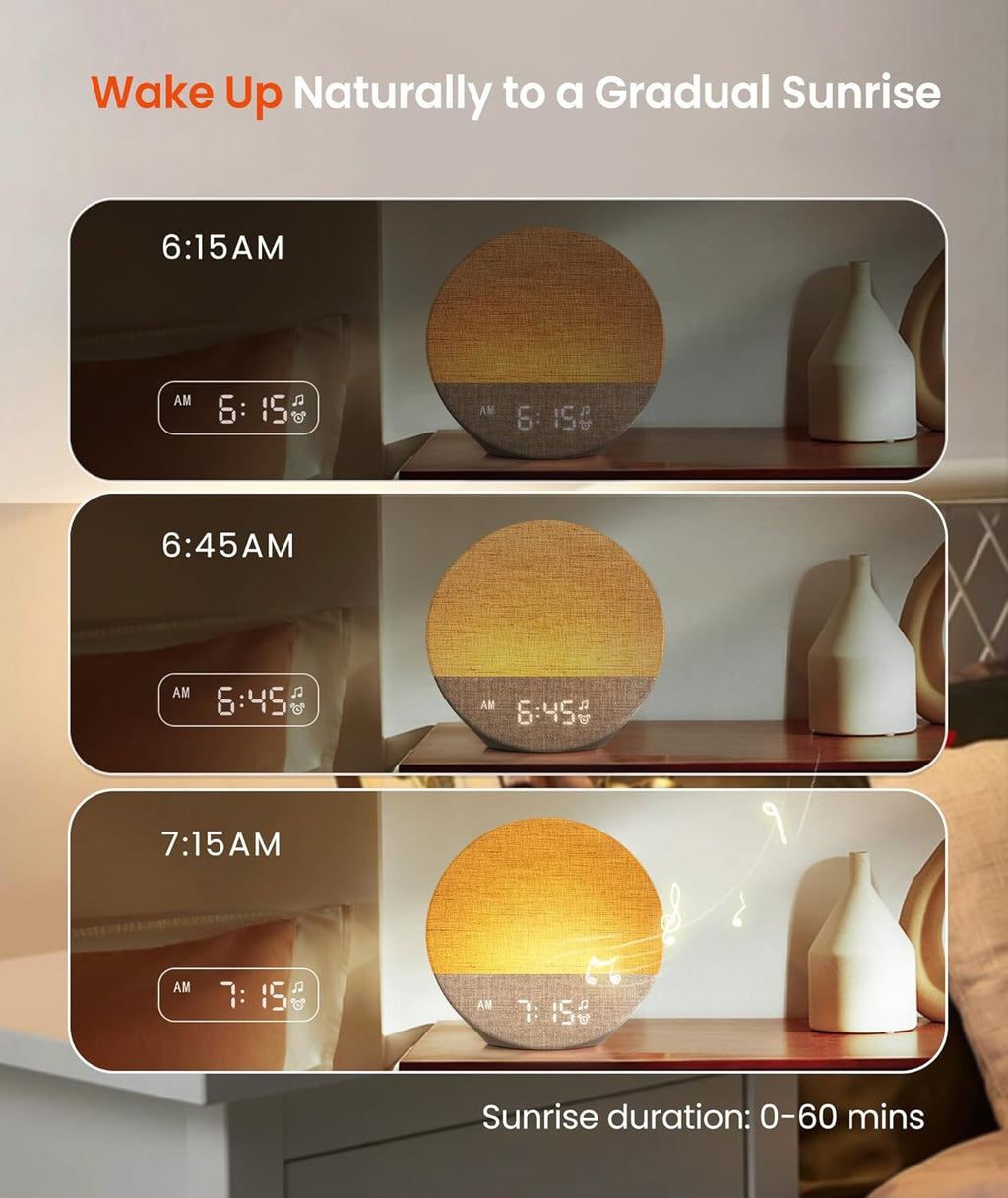 Dreamegg Sunrise 1 - Sunrise Alarm Clock, Sound Machine for Sleep, Customizable Sleep Routines, Dimmable Night Light, 29 Soothing Sounds, White Noise Machine, Wake up Light for Bedrooms, Adults, Kids