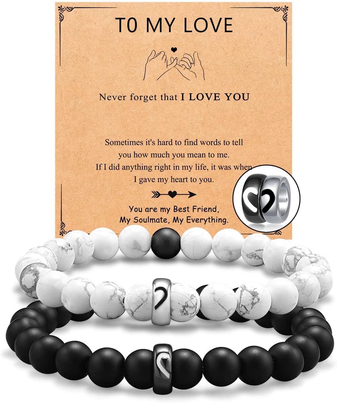 Matching Couple Ring Bracelets for Boyfriend Girlfriend Husband Wife Valentines Anniversary Birthday Engagement Gifts