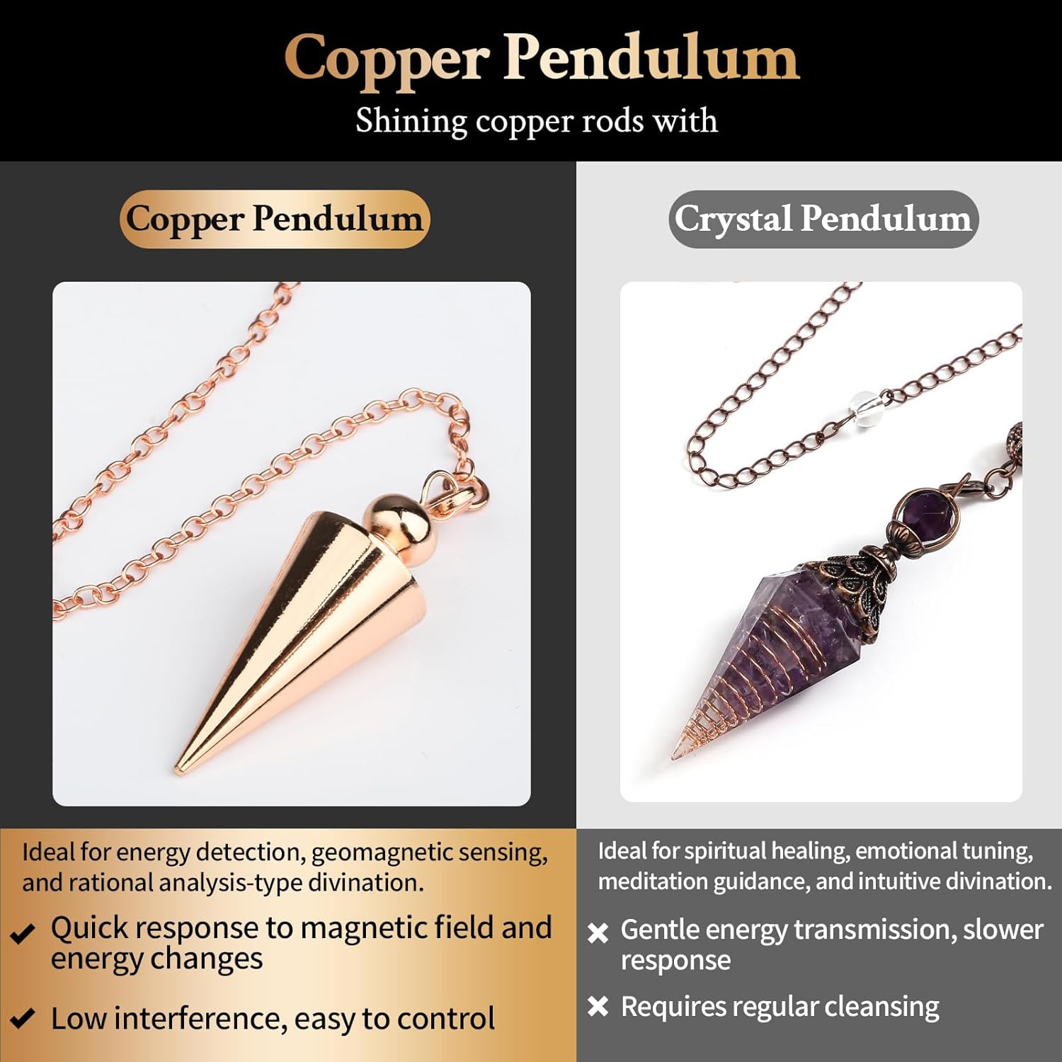 99.9% Copper Dowsing Rod, Spiritual Exploration Divination Tools-2L Copper Divining Rod for Ghost Hunting Equipment Water Line Locating Witching Spirit-Seeking
