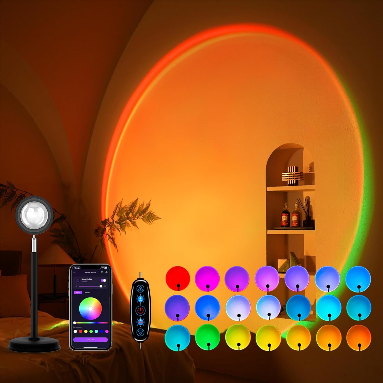 Tsrarey Sunset Lamp Projector,180 Degree Rotation Sun Projection Light Led Night Light Floor Lamp with USB Port,Sunset Lamps for Photography Party Bedroom Decor,Christmas Gifts for Women