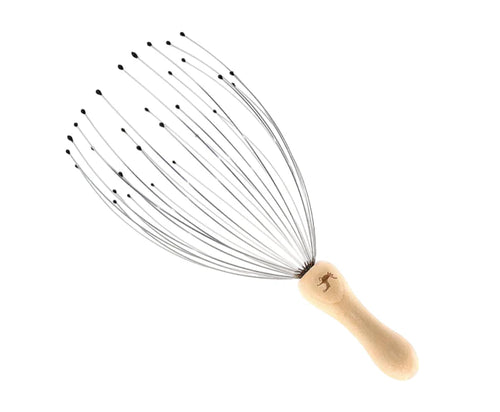 32 Fingers Head Massager, Head Scratcher Scalp Massager for Scalp Body Relaxing Wood Handle (1 Pack)