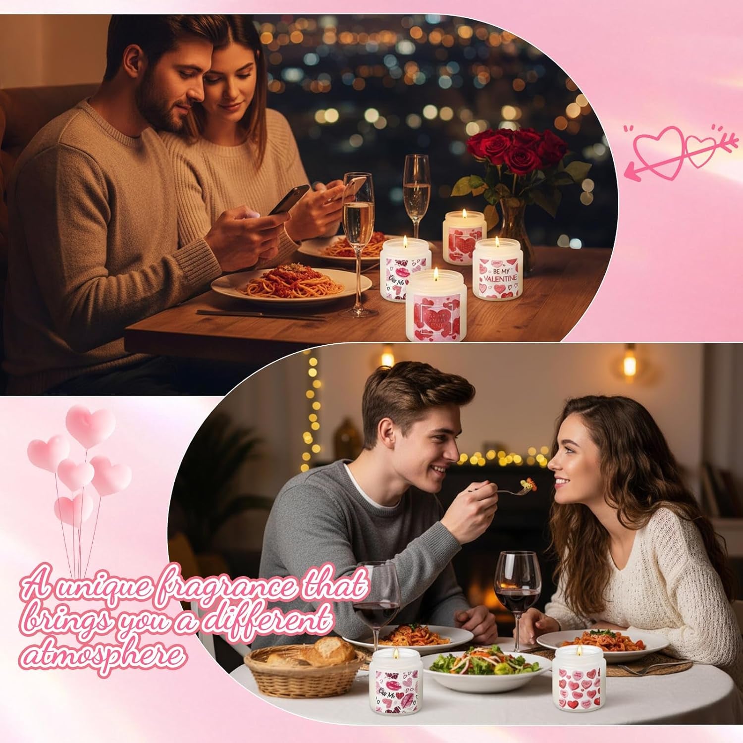 6 Packs Valentine'S Scented Candle Gift Set for Her Girlfriend Wife 2.8Oz Long Lasting Burning Aromatherapy Soy Wax Jar Candle Romantic Anniversary Valentine Decorative Gift for Women Men