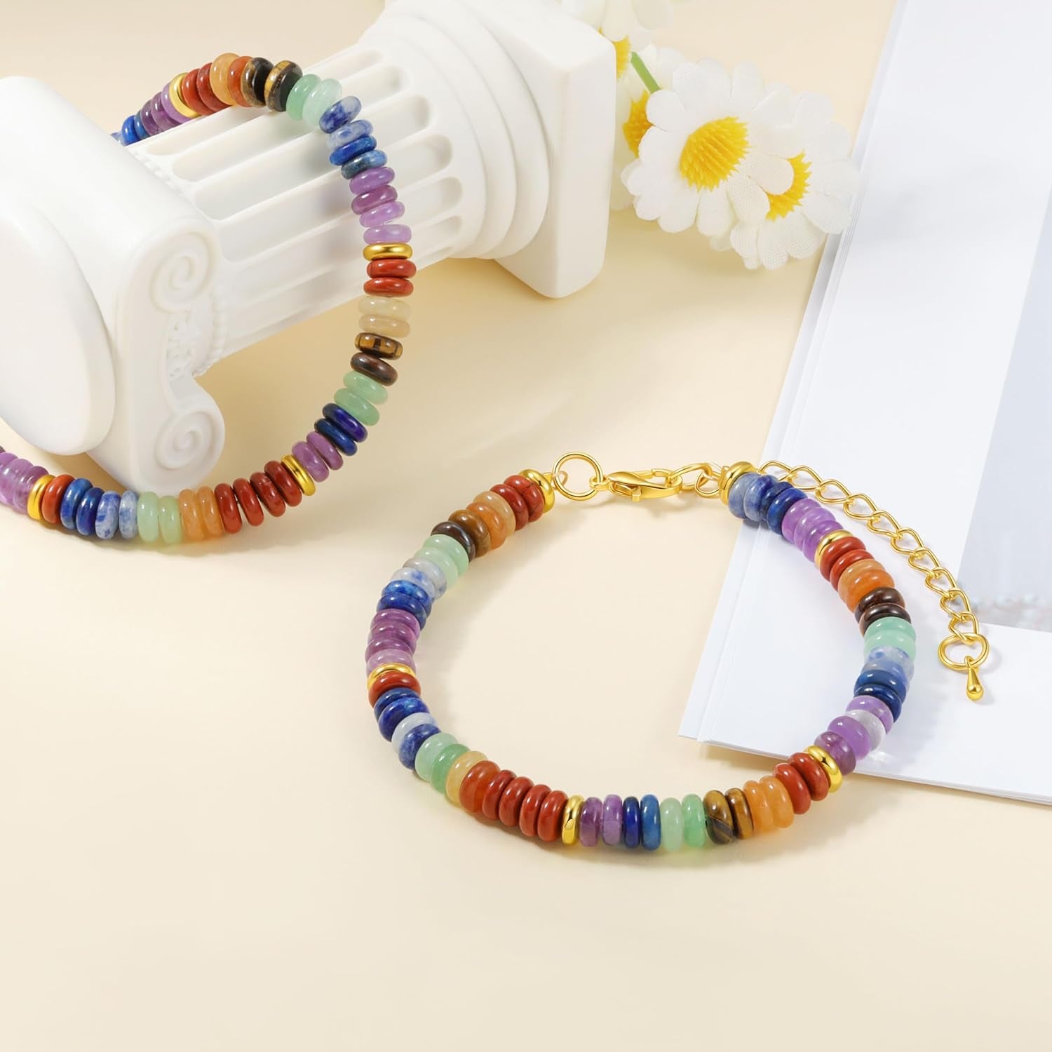 Crystals and Healing Stones Beaded Bracelets Stress Relief Spiritual Gifts for Women