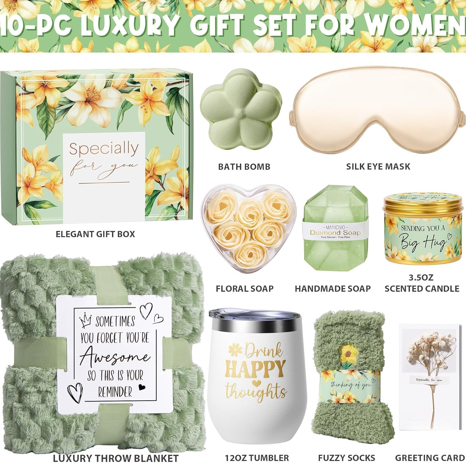 Mothers Day Birthday Gifts for Women Self Care Gift, Vanilla Coconut Relaxing Spa Gift Basket Bath Set Get Well Soon Care Package Easter Gifts for Women Mom Her Sister Friend Wife Grandma W/ Blanket