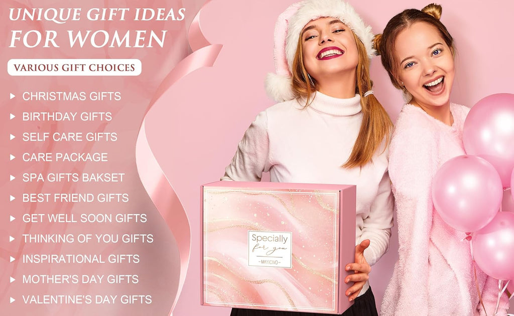 Mothers Day Birthday Gifts for Women, Self Care Get Well Soon Gift Baskets for Women, Rose Relaxing Spa Gifts Care Package with Blanket, Unique Gift Baskets for Mom Her Wife Girlfriend Friend Sister