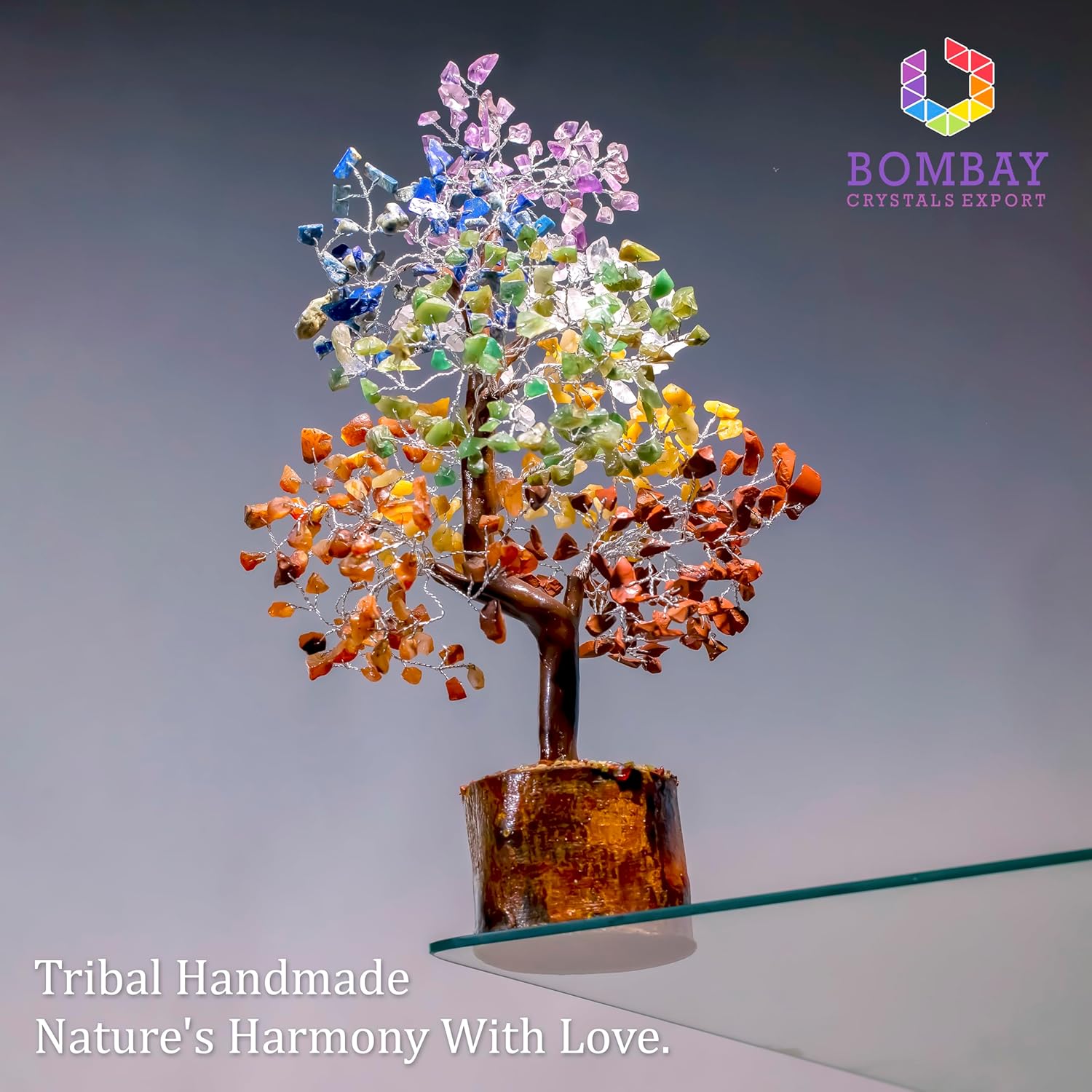 7 Chakra Crystal Tree of Life – Handmade Healing Gemstone Bonsai for Positive Energy, Prosperity & Home Décor – Good Luck Gift for Women, Mom, Office & Living Room Accent