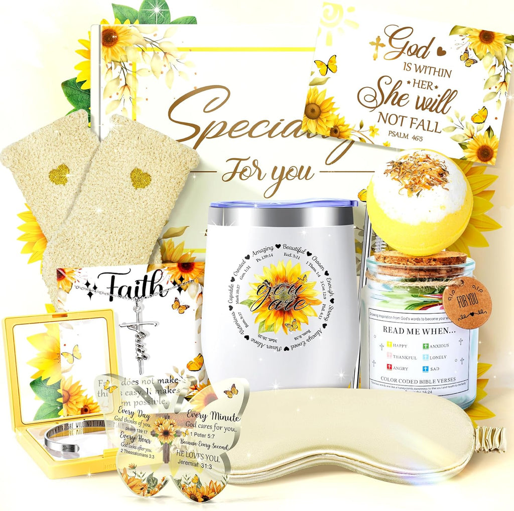 11PCS Christian Gifts for Women Faith, Inspirational Gifts for Women, Pink Birthday Spiritual Religious Basket Set,Self Care Get Well Soon Baskets for Mom,Friends,Wife,Girlfriends