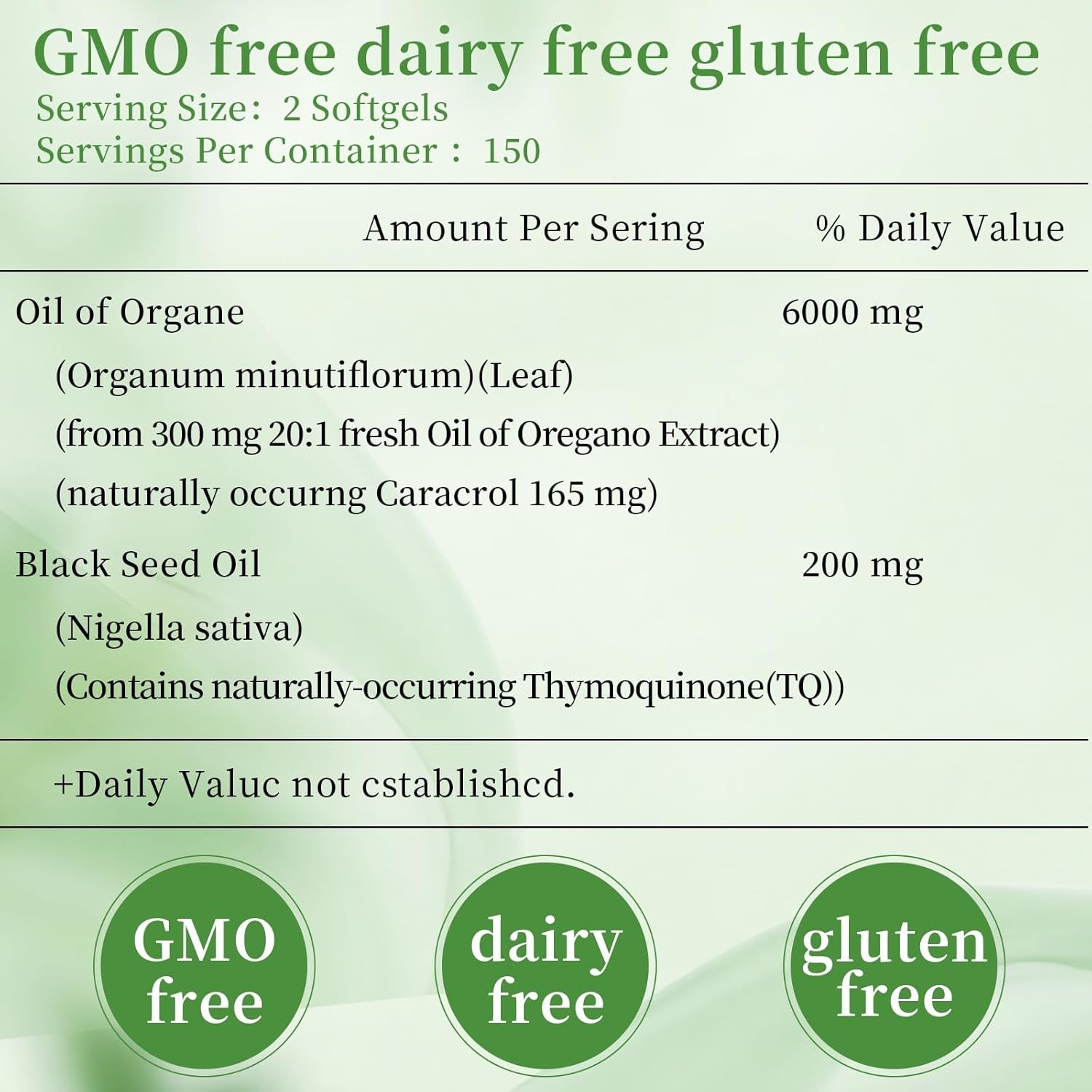 Oil of Oregano with Black Seed Oil,2-In-1 Oregano Oil Capsules Organic,6000Mg per Serving,300 Softgels,4X Strength Carvacrol & Thymoquinone,Non-Gmo,Gluten Free & Immune Support