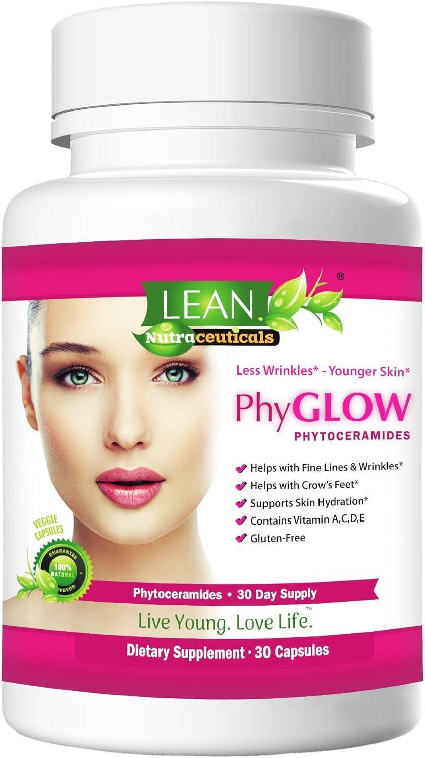 Phytoceramides 350Mg Ceramide Skin Care Hydration Moisture Restoring Beauty Supplement with Multivitamins A, C, D, E, Phyglow Super Vegan anti Aging Wrinkle Support Pills for Women and Men 30 Capsules