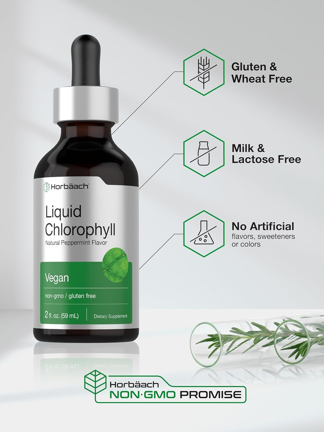 Liquid Chlorophyll Drops | 2 Oz | Vegan, Non-Gmo, and Gluten Free Formula | Natural Peppermint Flavor