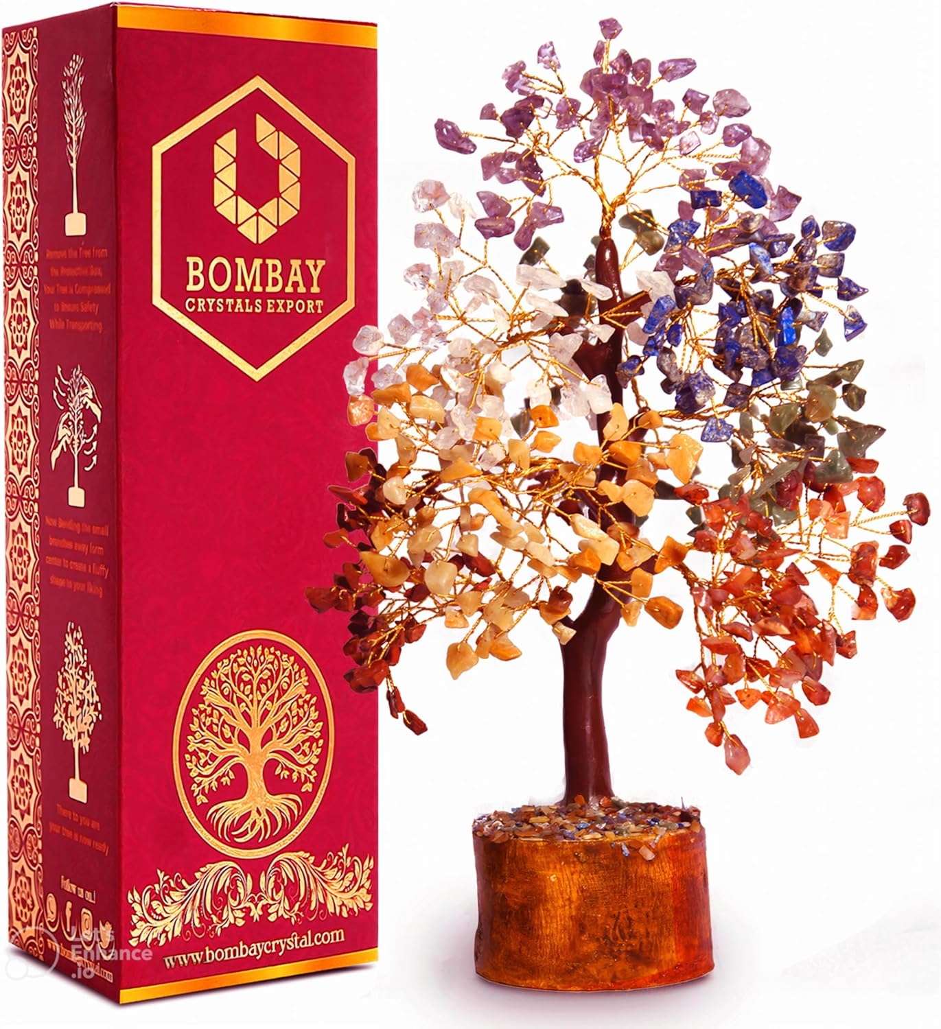 7 Chakra Crystal Tree of Life – Handmade Healing Gemstone Bonsai for Positive Energy, Prosperity & Home Décor – Good Luck Gift for Women, Mom, Office & Living Room Accent