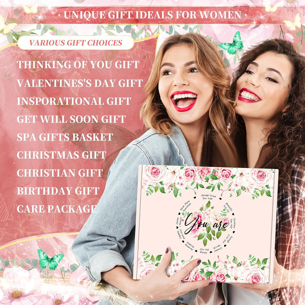 11PCS Christian Gifts for Women Faith, Inspirational Gifts for Women, Pink Birthday Spiritual Religious Basket Set,Self Care Get Well Soon Baskets for Mom,Friends,Wife,Girlfriends