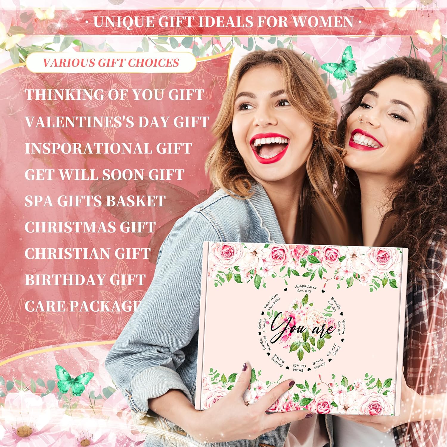 11PCS Christian Gifts for Women Faith, Inspirational Gifts for Women, Pink Birthday Spiritual Religious Basket Set,Self Care Get Well Soon Baskets for Mom,Friends,Wife,Girlfriends