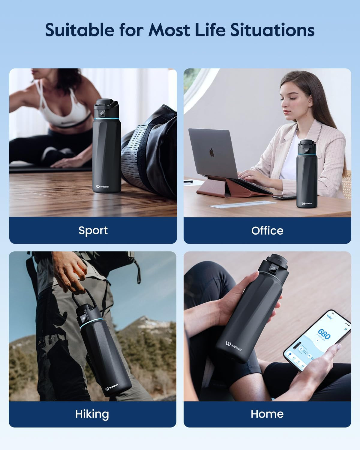 BOOST Smart Water Bottle with Reminder & Tracker, Double Wall Vacuum Insulated Bottles Stainless Steel, 32Oz Bpa-Free Wide Mouth for School, Gym, Office, Ideal for Father'S Day