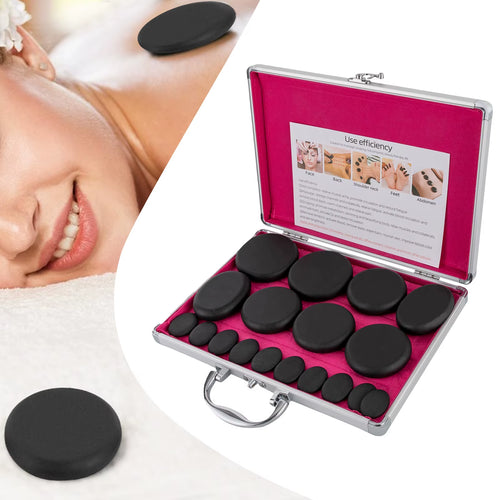 Hot Stones Massage Set with Heater Box 16 Essential Massage Stones Portable for Salon and Home Spa Use Relaxing Healing Relief