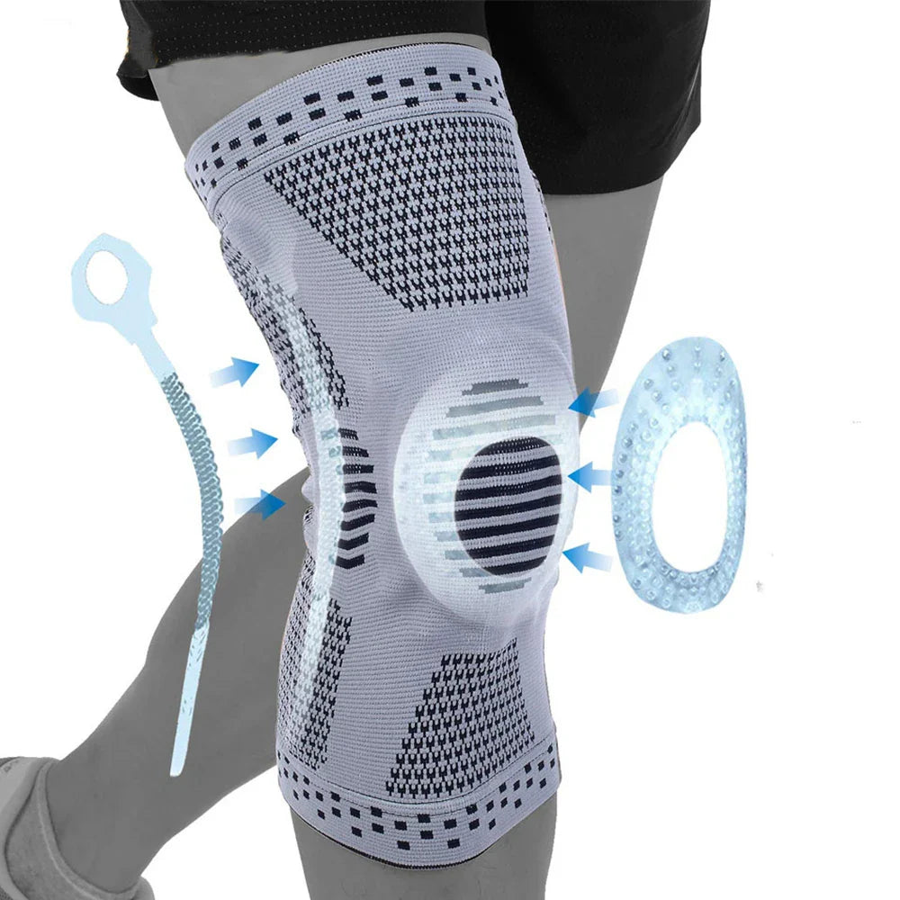 1Pc Green Adjustable Knee Sleeve with Side Stabilizers - Knee Compression Sleeve for Men & Women, Knee Brace for Meniscus Tear, Arthritis Pain, Running, Sports & Injury Recovery Knee Support