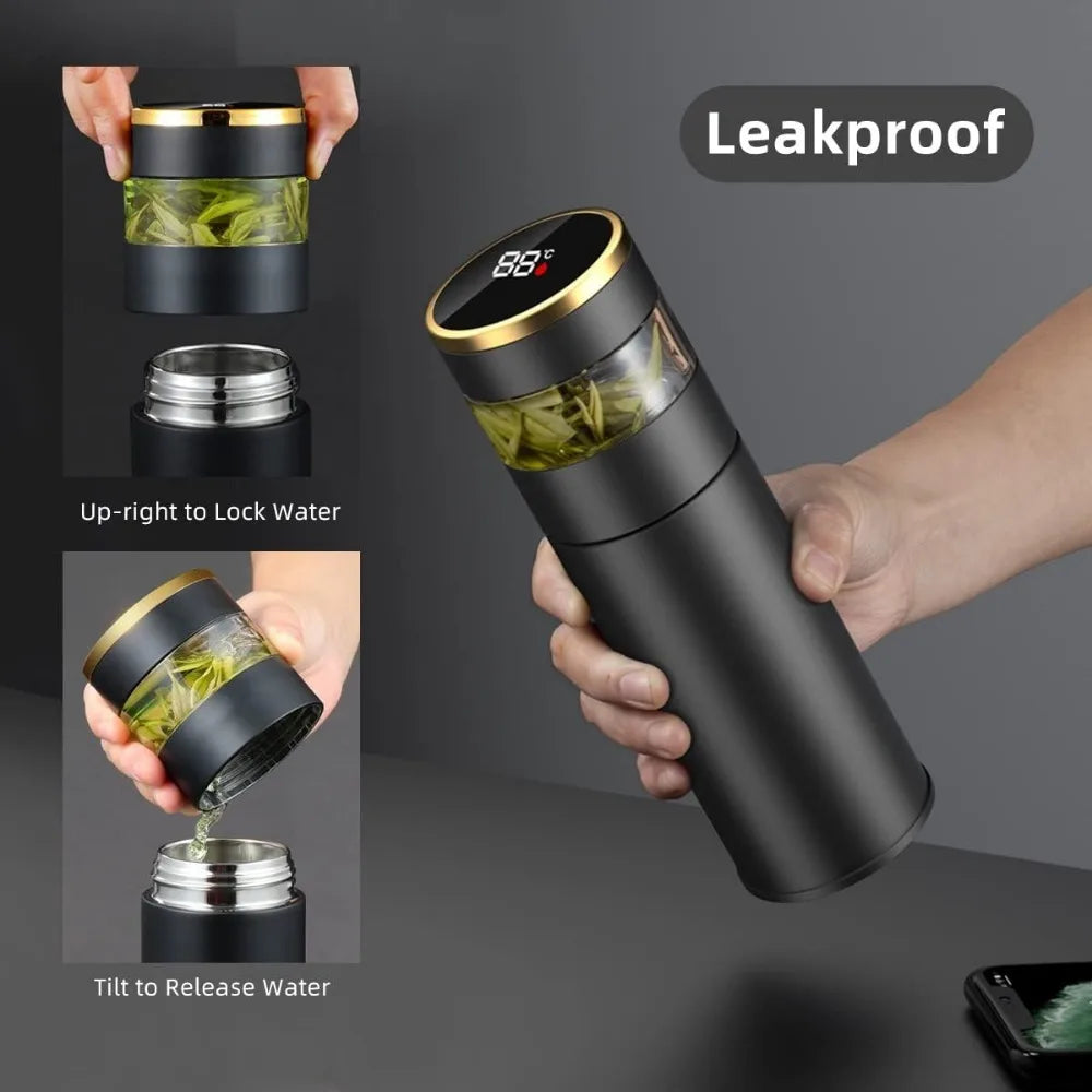 Teapot 316 Intelligent Temperature Measurement Insulated Cup LED Temperature Display Travel Tea Cup Stainless Steel Filter