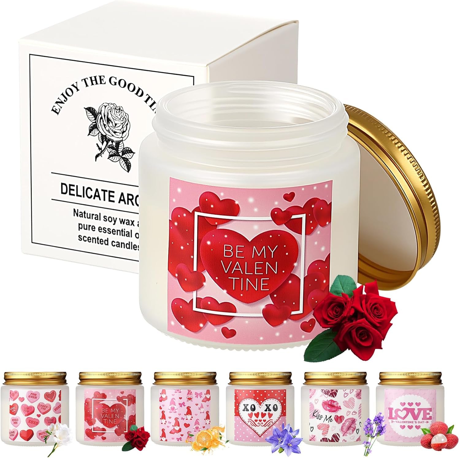 6 Packs Valentine'S Scented Candle Gift Set for Her Girlfriend Wife 2.8Oz Long Lasting Burning Aromatherapy Soy Wax Jar Candle Romantic Anniversary Valentine Decorative Gift for Women Men