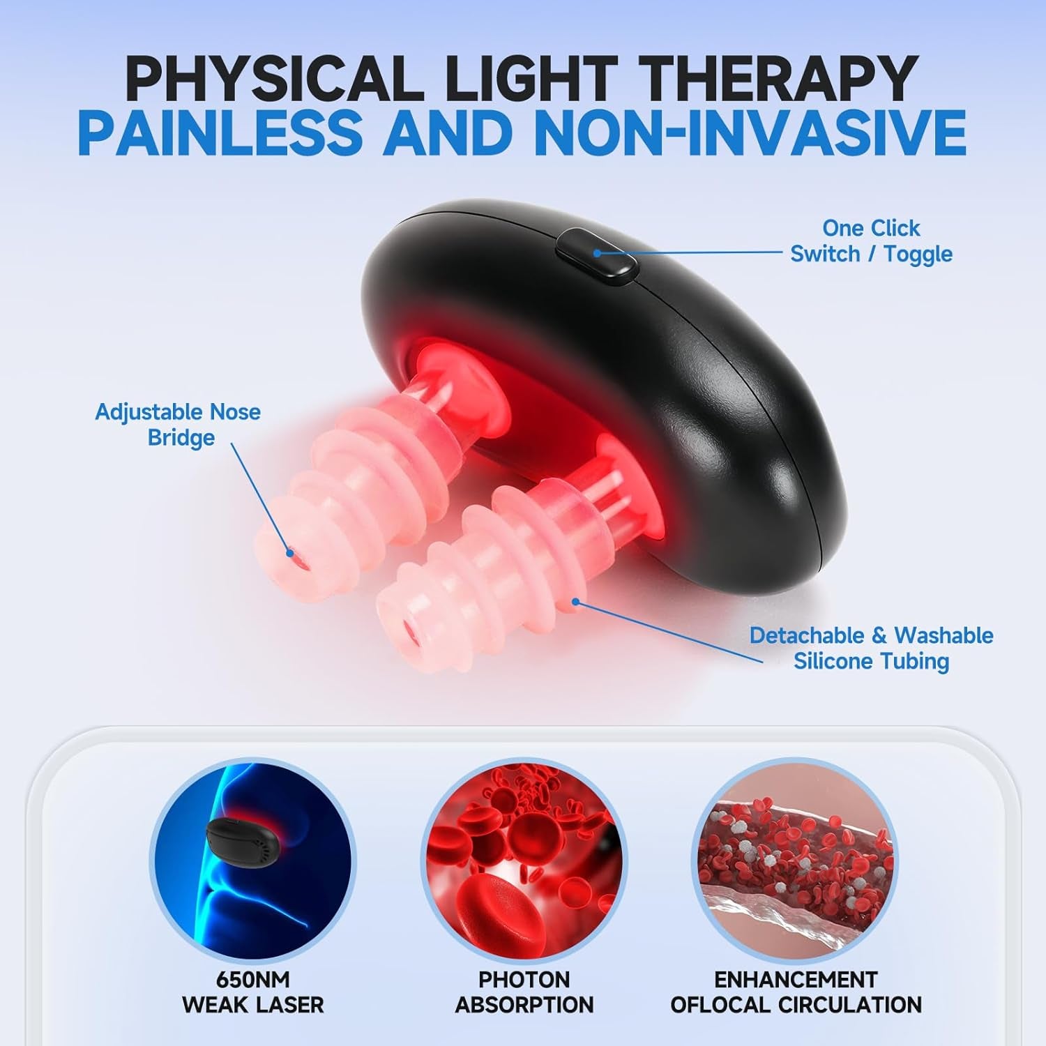 2Pcs Colds Red Light Nasal Therapy Device, Red Light Nasal Therapy Instrument Red Light Nasal Therapy for Nose, Nasal Soothing Device