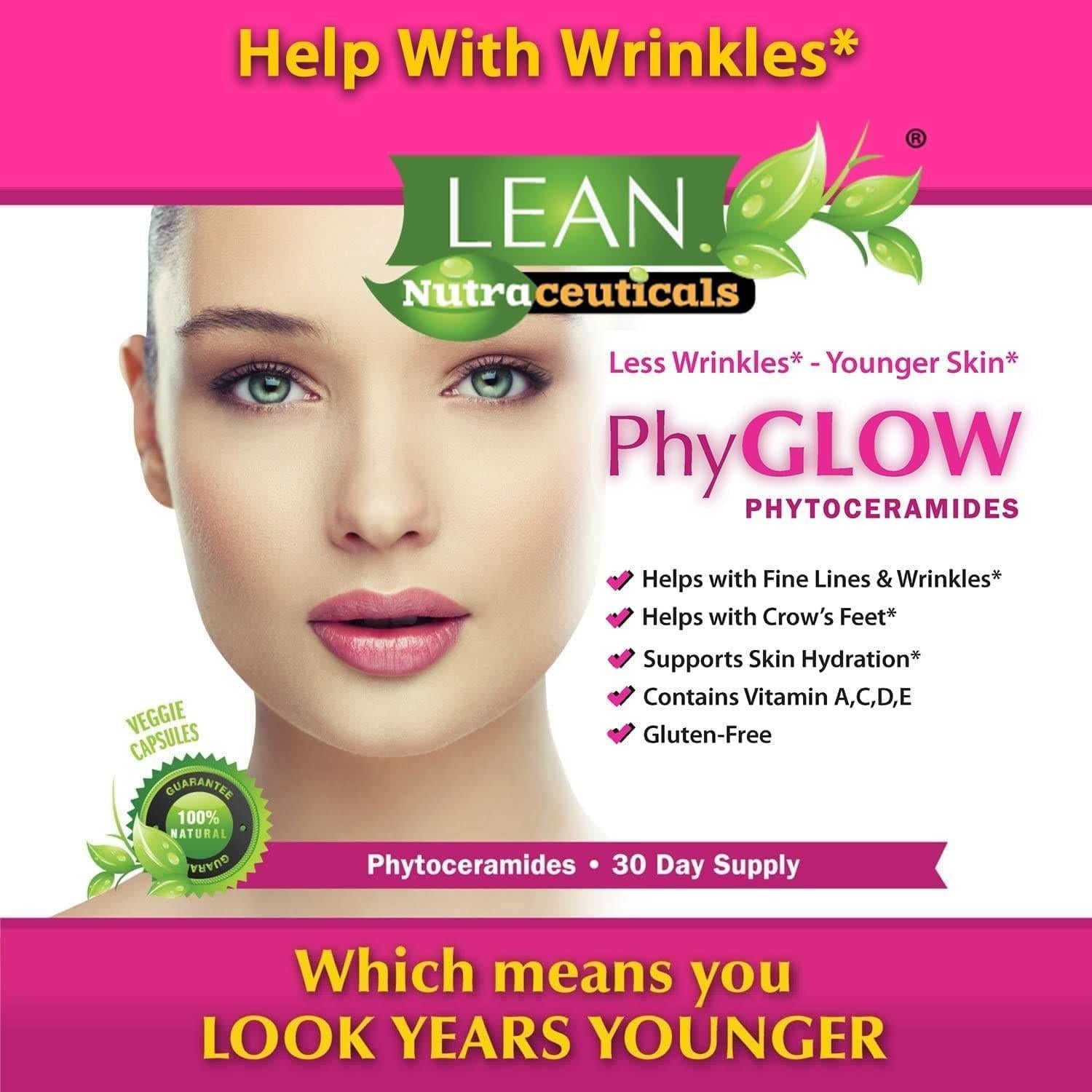 Phytoceramides 350Mg Ceramide Skin Care Hydration Moisture Restoring Beauty Supplement with Multivitamins A, C, D, E, Phyglow Super Vegan anti Aging Wrinkle Support Pills for Women and Men 30 Capsules