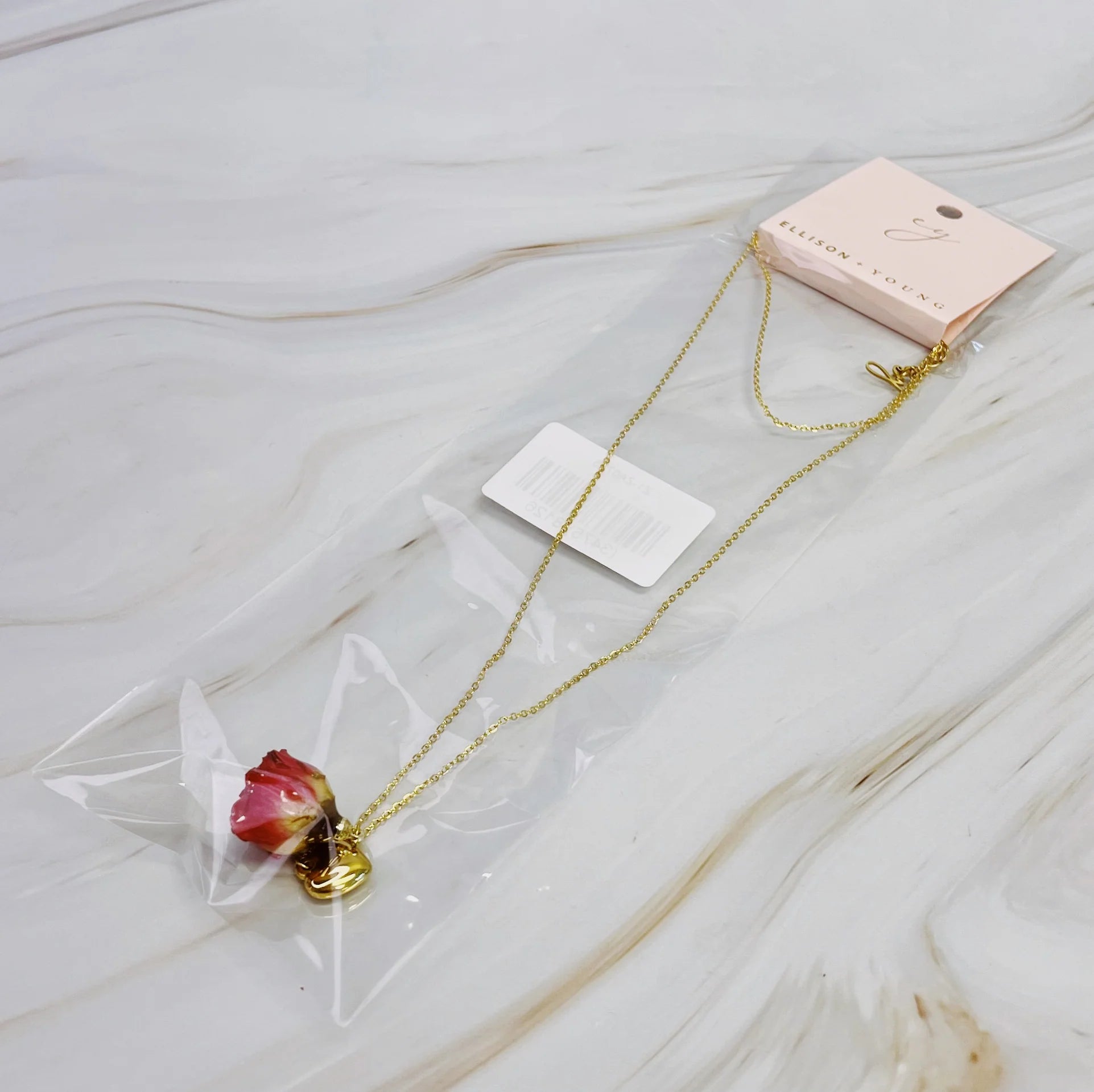 Rose Bud Love Heart Necklace