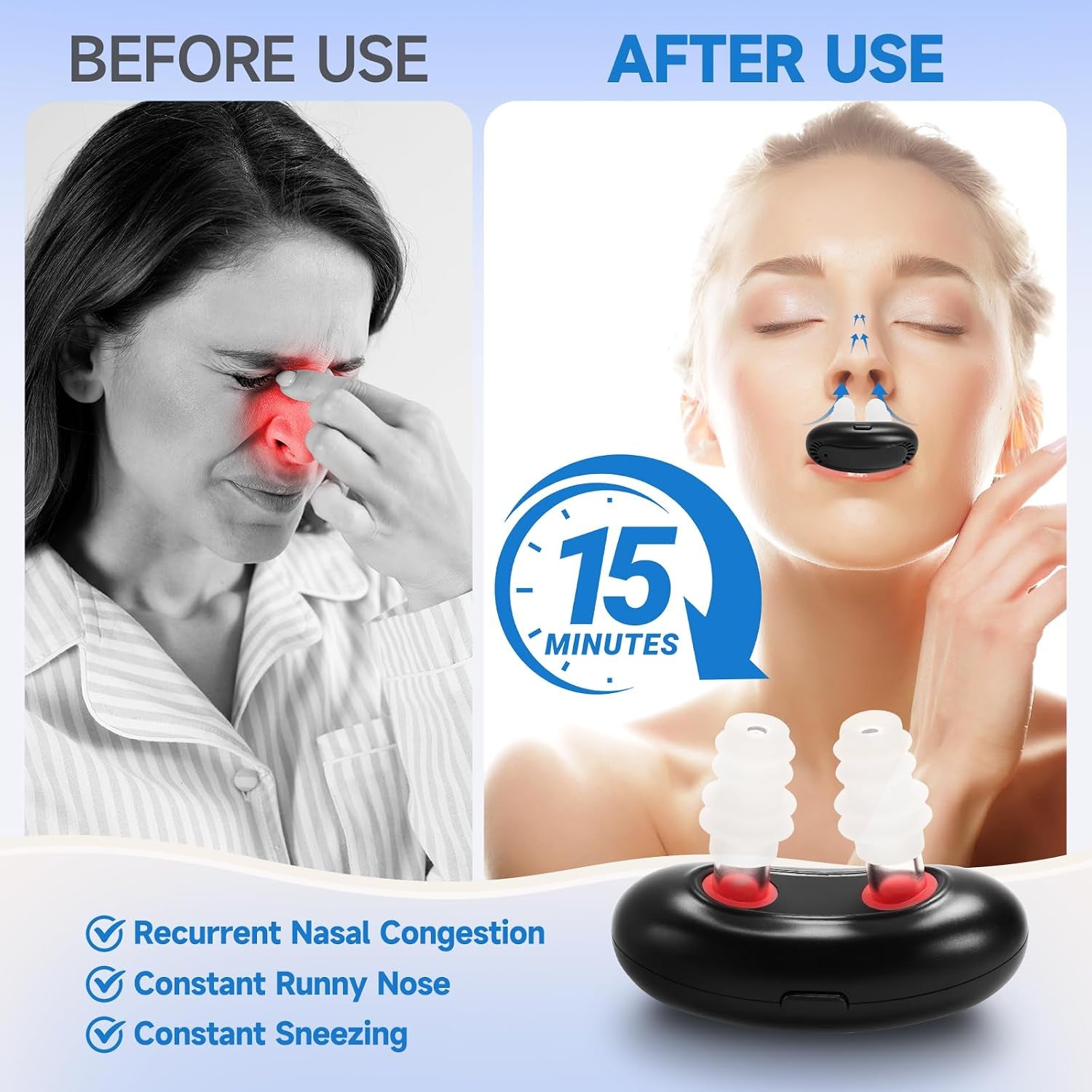 2Pcs Colds Red Light Nasal Therapy Device, Red Light Nasal Therapy Instrument Red Light Nasal Therapy for Nose, Nasal Soothing Device